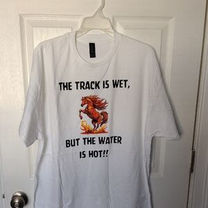 White Graphic T-Shirt with Horse Design